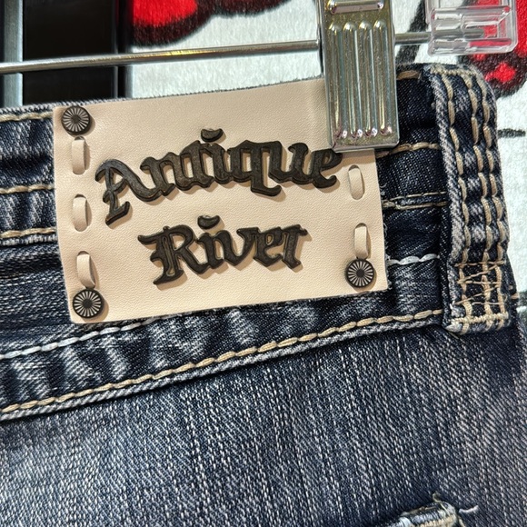 Antique Rivet 34x32 Mens Denim Blue Relaxed Jeans - Picture 13 of 15